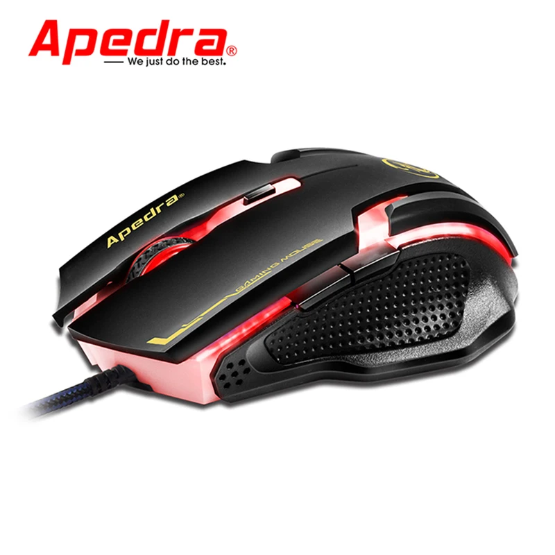 Apedra 6 пуговицы компьютерных игр мышь 3200 точек светодиодный дюйм LED оптическая USB