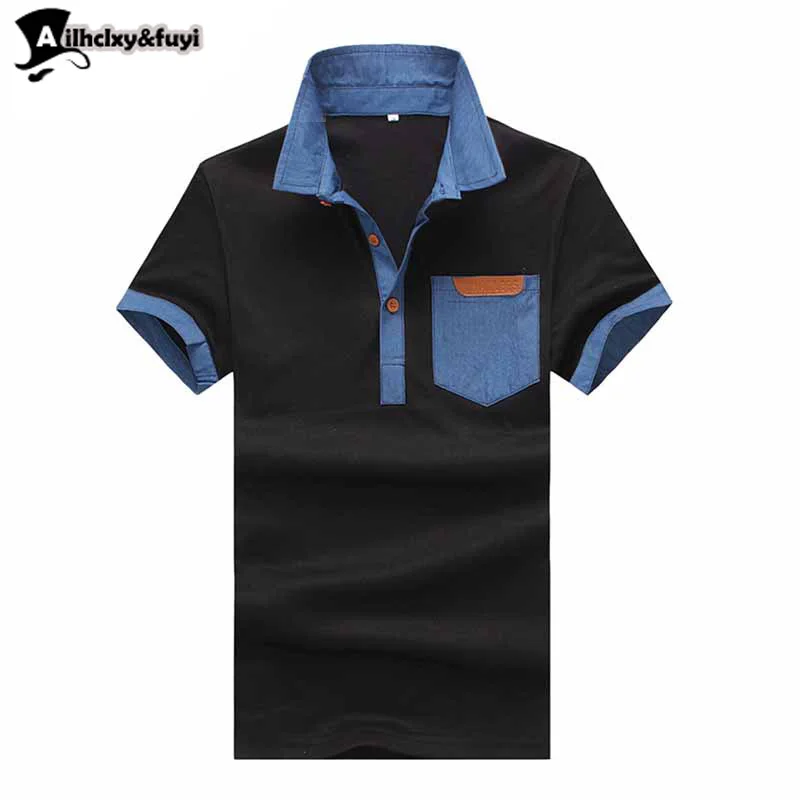 pocket design New Men Polo Shirt Fashion Classic Solid Color Short Sleeve Male Top Tees | Мужская одежда