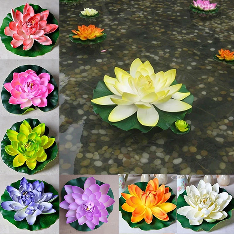 2PC Artificial Lotus Leaf Water Floating Flower Pond Fish Tank Plant Yard Decor