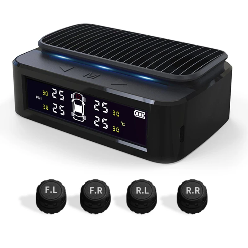

LED Car TPMS Wireless Tire Pressure Monitor Alarm System 4 External Sensor