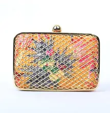 Painted metal mesh flower clutch evening bag fashion design lady wedding party dinner purse chain shoulder bag messenger bag