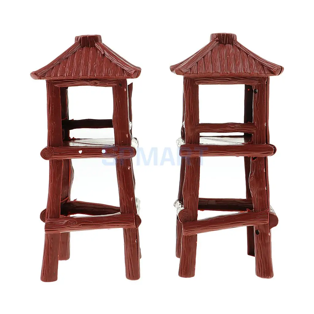 2x Plastic Military Toy Soldier Watch Tower Model Layout for Wargames Scene Prop