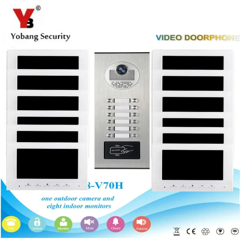 cheap YobangSecurity 7 Inch Color Wired Video Door Phone Doorbell Entry Intercom Monitor System With RFID Access Doorbell Camera