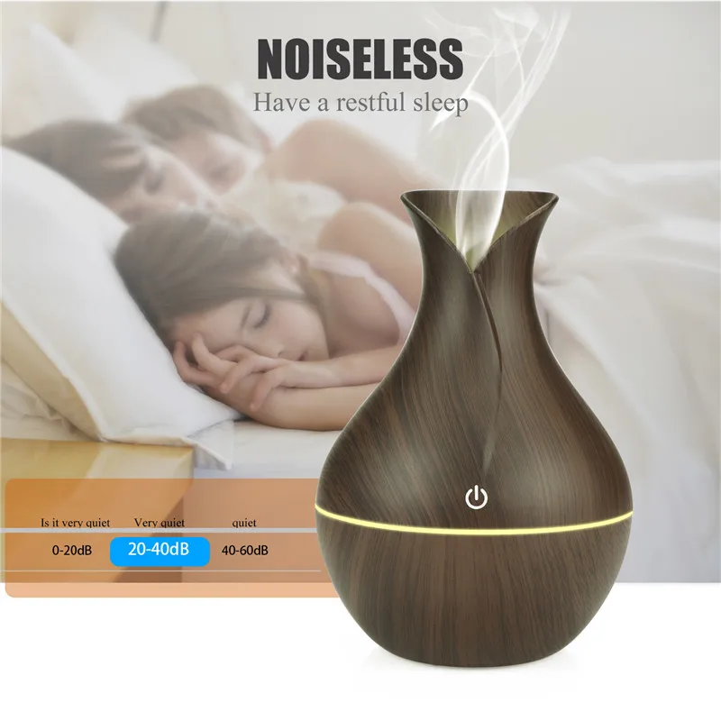 

130ml Wood Grain Aroma Diffuser USB Plug Ultrasonic Aromatherapy Essential Oil Diffuser Colorful Night Light Air Humidifier