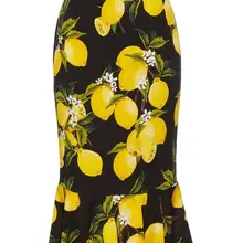 Подгонянная Женская подиумная Мода бодикон размера плюс 3XS-10XL Высокая талия лимонный принт шифон/хлопок рыбий хвост Русалка Юбка