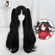 80cm Fate stay night Tohsaka Rin Cosplay Wig Long Wavy Black Blonde Synthetic Hair Fate Grand Order Anime Wigs With Ponytails fate grand order ishtar rin fgo tohsaka rin cosplay costume full set women halloween costume