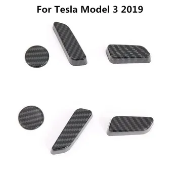 

6PCS Carbon ABS Seat Button Adjustment Cover Trim For Tesla Model3 19