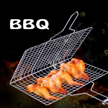 

Barbecue Grill Basket Clip Grilled Chicken Wings Ribs Barbecue Net For Outdoor Accessories Bbq Grill Mat Tools Drop Shipping