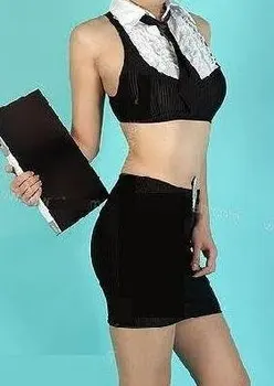 

sexy lingerie Black Fancy Dress teacher School Girl party costume Club Dress 8867