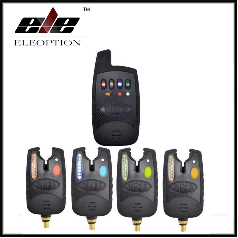 Eleoption Set 4pcs Wireless Fishing Bite Alarm LED Alert + Receiver for