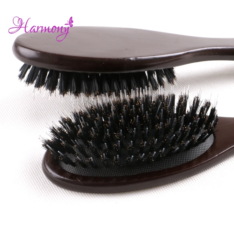 다크 브라운 컬러 나무 손잡이 Boar Bristle 헤어 브러시, 헤어 익스텐션 전문 헤어 도구 빗 헤어 액세서리, 50 개