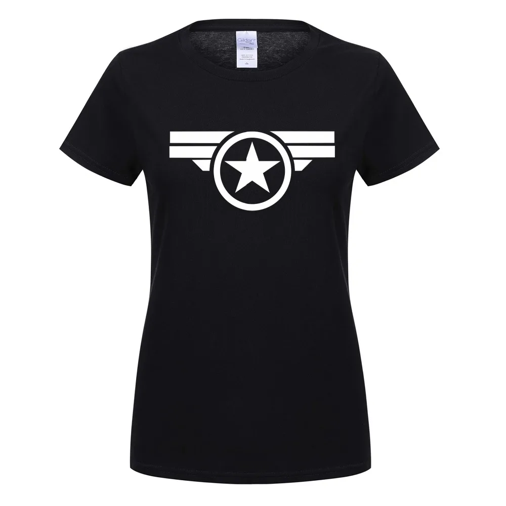 

Summer Style Captain America T Shirt Cool Prined Women T Shirts Short Sleeve Cotton Women Girl T-shirt Tops High Quality