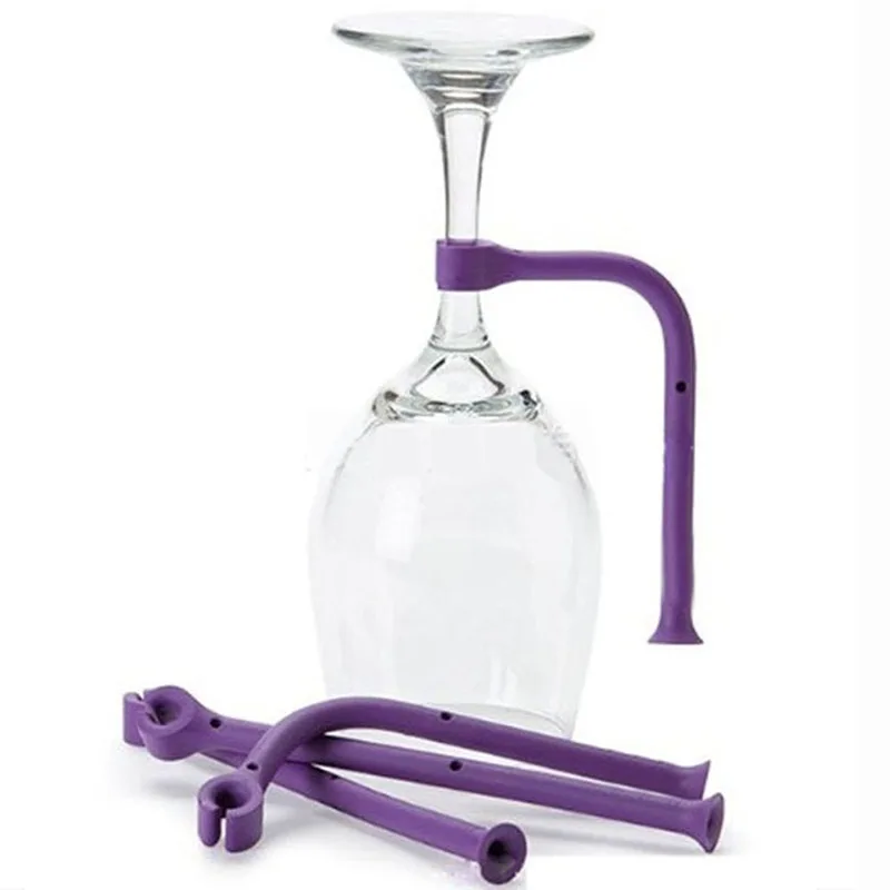 Креативный держатель для вина Гибкая посудомоечная машина силиконовый стеклянный кронштейн вина Висячие барные инструменты кухонные аксессуары 4 шт - Цвет: Purple