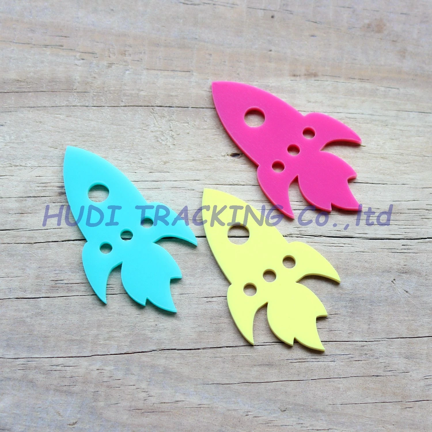 

(10pcs each color) 50mm Acrylic Rocket Fire Arrow Brooches (NO Pin) Hot Pink, Yellow, Mint 2" -AC1319A