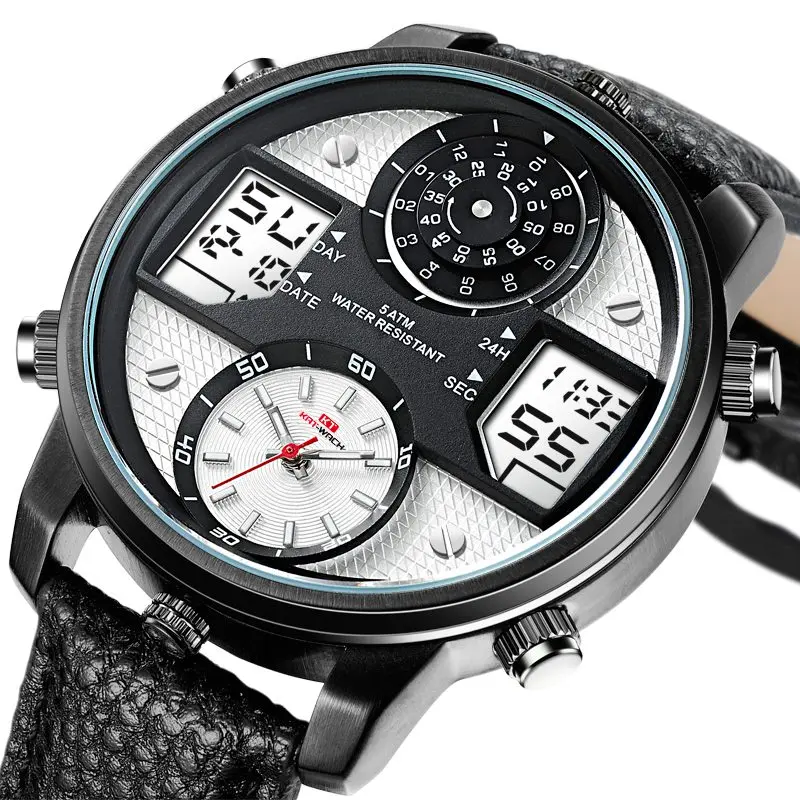 Fashion Sport Watch Men Waterproof Big Dial Military Quartz Digital Watch Multiple Time Zone Male Clock relogio masculino Saat