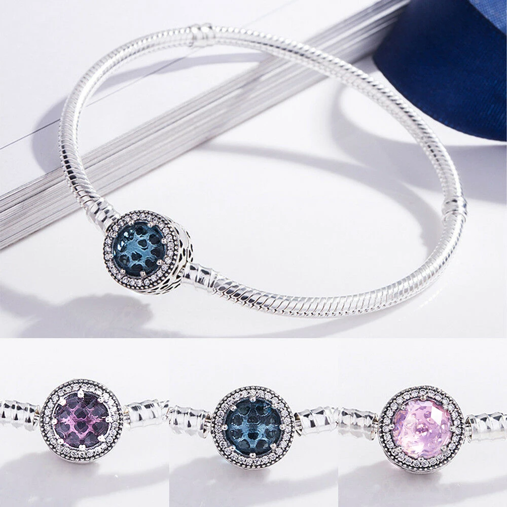 

Stone Eye S925 Silver Bracelet Snake Chain Bangle For European Sterling Silver Charm Bead Women Girl Jewelry Valentine Gift