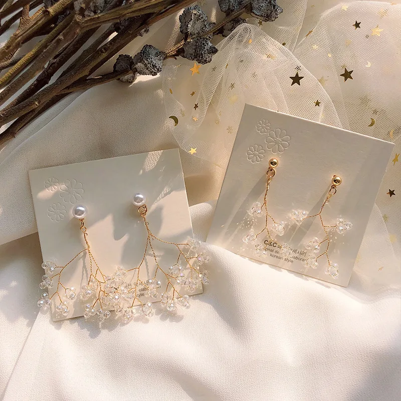 

2019 New Earrings Temperament Female Crystal Earrings Long Simple Aesthetic Fashion Atmospheric for the women Earrings