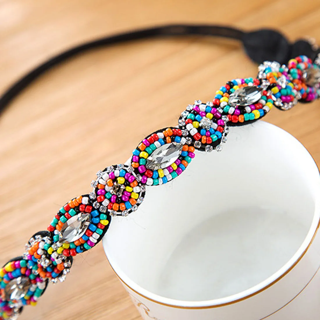 

Charming Vintage Bohemian Ethnic Turquoise Metal Beads Flower Crystal Rhinestone Handmade Elastic Headband Hair Accessories