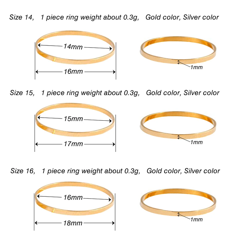 Одна штука, ширина 1 мм, серебряные, золотые кольца, модные, простые, гладкие, тонкие, маленькие, на кончик пальца, кольцо на палец средней длины для женщин, ювелирные изделия