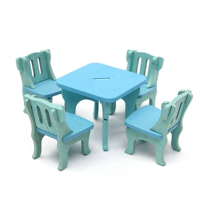 جديد بيت دمية خشبية مصغرة DIY قطع أثاث لغرفة الطعام مجموعة لعبة هدية للأطفال أطفال نتظاهر لعب دور لعبة الأثاث اللعب