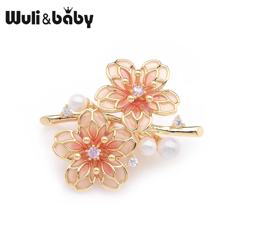 Wuli &amp baby изысканный бренд красные цветы сливы броши для свадевечерние женщин