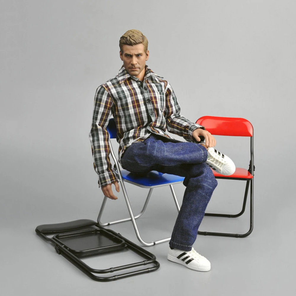 Buy 16 Scale Black Red Blue Folding Chair Figure