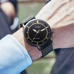 Бизнес Fahsion часы Для мужчин Элитный бренд Для мужчин часы Повседневное Classic Gold кварцевые Нержавеющая сталь наручные часы reloj hombre A60