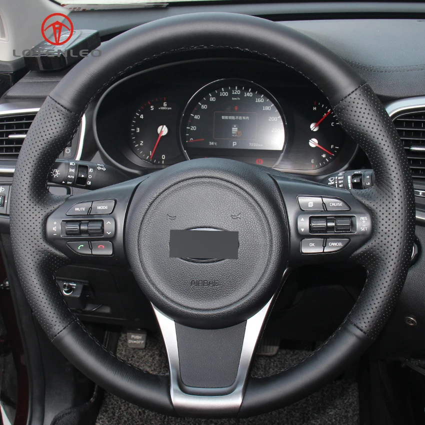 

LQTENLEO Black Artificial Leather DIY Car Steering Wheel Cover For Kia Sorento 2015-2018 Carnival 2015-2018 Sedona 2015-2019