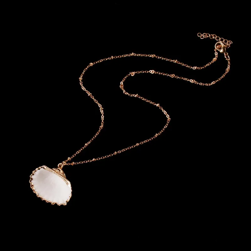 

Fashion Charm Cute Summer Beach Vacation Choker Necklace Retro Gild Natural Shell Alloy Link Chain Kolye Women Jewelry Bijoux