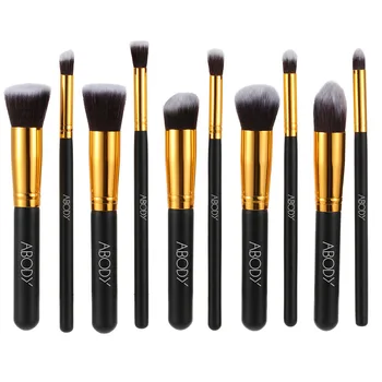 

10Pcs Professional Makeup Brush Kit Golden Ferrule Powder Eye Shadow Concealer Wood Brushes Cosmetic Set brochas maquillaje New