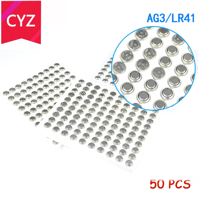 

50PCS/Lot lr41 AG3 ag3 battery celular SR41W 392 GP192A LR736 Button Watch Battery Cell Cion Batteries toy watches pile montre