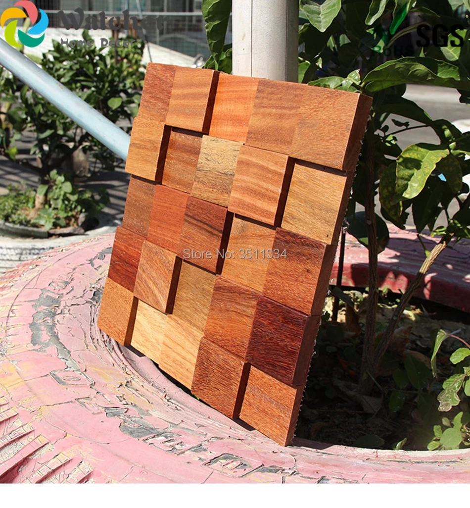 

1box 11pieces Wood 3d wall panelling mosaics tile backsplash deco bath kitchen home bar tile For Home Decor