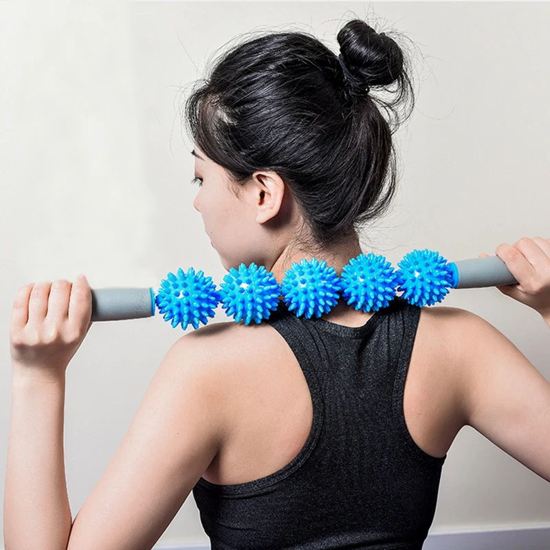 

Gym Muscle Massage Roller Yoga Stick Body Massage Relax Tool Muscle Roller Sticks with 5 Point Spiky Ball