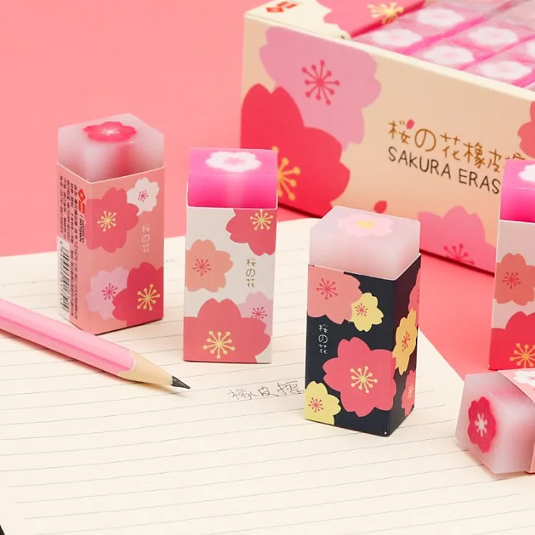 18pcsCreativeBigErasersKawaiiLovelyPinkFlowerEraserforKids