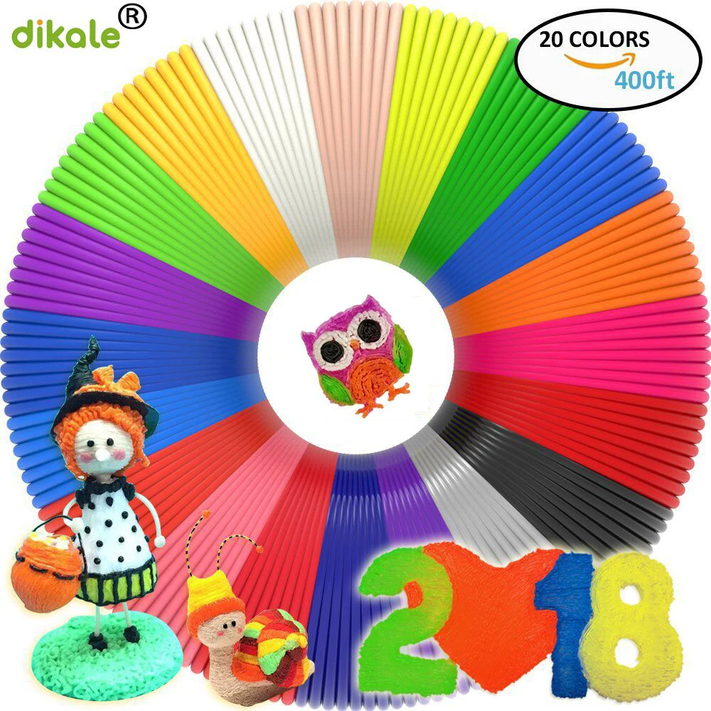 dikale 18colors/set 108 Meter PLA 3D Pen Filament 1.75mm for 3D Printing Pen 6.1M/Color