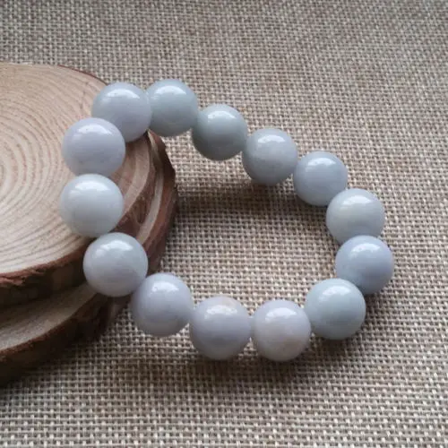 

Free shipping 435 14 Beads Certified Grade A Natural Lavender stone Jadeite Bracelet