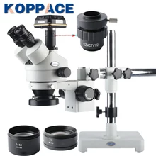 KOPPACE USB 3,0 10MP цифровая камера Тринокулярный Стерео Зум мобильный телефон ремонт микроскоп 3.5X-90X увеличение светодиодный светильник-кольцо