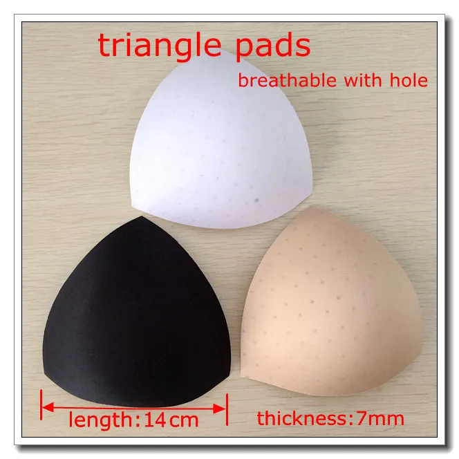 50pairs/lot triangle sponge pads with hole 8mm breathable for BRA