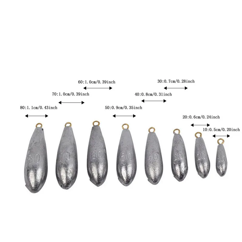 

New Ocean Boat Fishing Lead Sinkers Plummet Saltwater Waterdrop Design