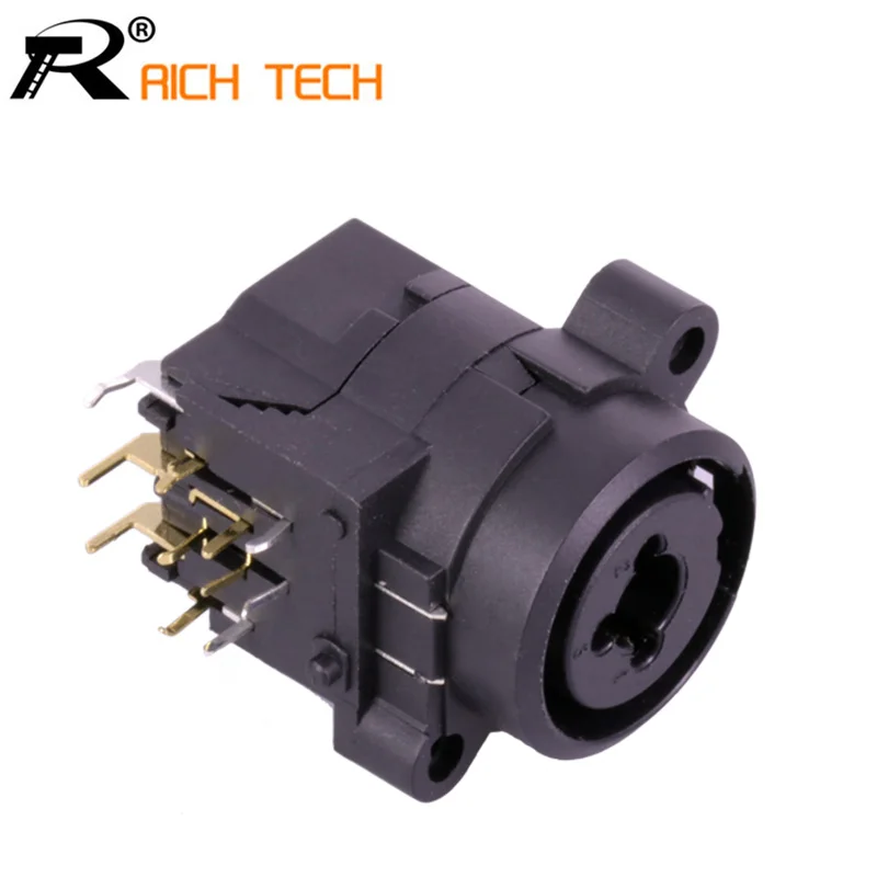 

1pc 11PIN Right Angle XLR Connector Dual Functions 3Pin XLR Female Jack Socket Panel Mount+Audio Jack 6.35mm Powercon Jack