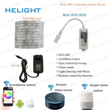 

3528 RGB SET WiFi RGB music Controller Syc control by Alexa Google Home Smart Phone+5M 300LED 3528 RGB strip+Power full set