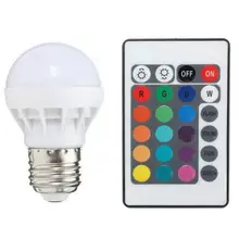 3 Вт E27 светодиодный RGB светодиодный светильник лампа с ИК-пультом дистанционного управления поп-лампа Изменение цвета переменный ток 85-265 в 16 цветов Изменение светодиодный лампы