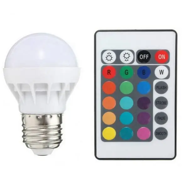 Новая светодиодная RGB лампа 3 Вт E27 с ИК пультом дистанционного управления