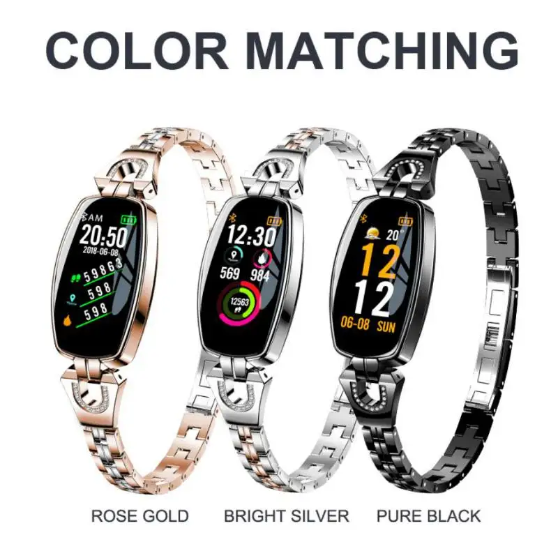 

Bluetooth 4.0 Smart Bracelet HD Color Screen Weather Forecast Waterproof Heart Rate Blood Pressure Health Test Female Bracelet