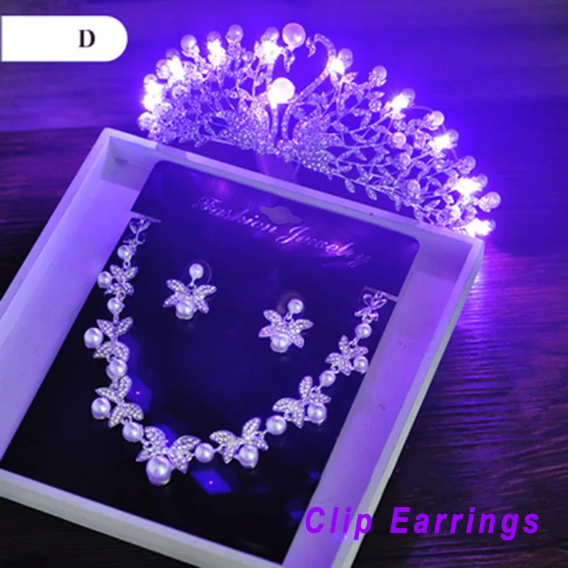Свадебные Ювелирные наборы корона ожерелье серьги серебро Диадема из хрусталя и жемчуга день рождения Аксессуары для волос невесты Женщины