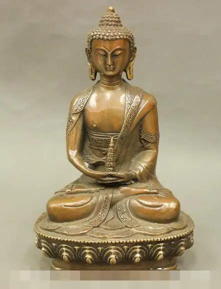 

S06607 8" Tibet Buddhist Temple Bronze Copper Shakyamuni Sakyamuni Buddha Pagoda Statue