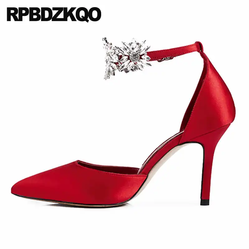 8cm ladies diamond sandals pumps red 