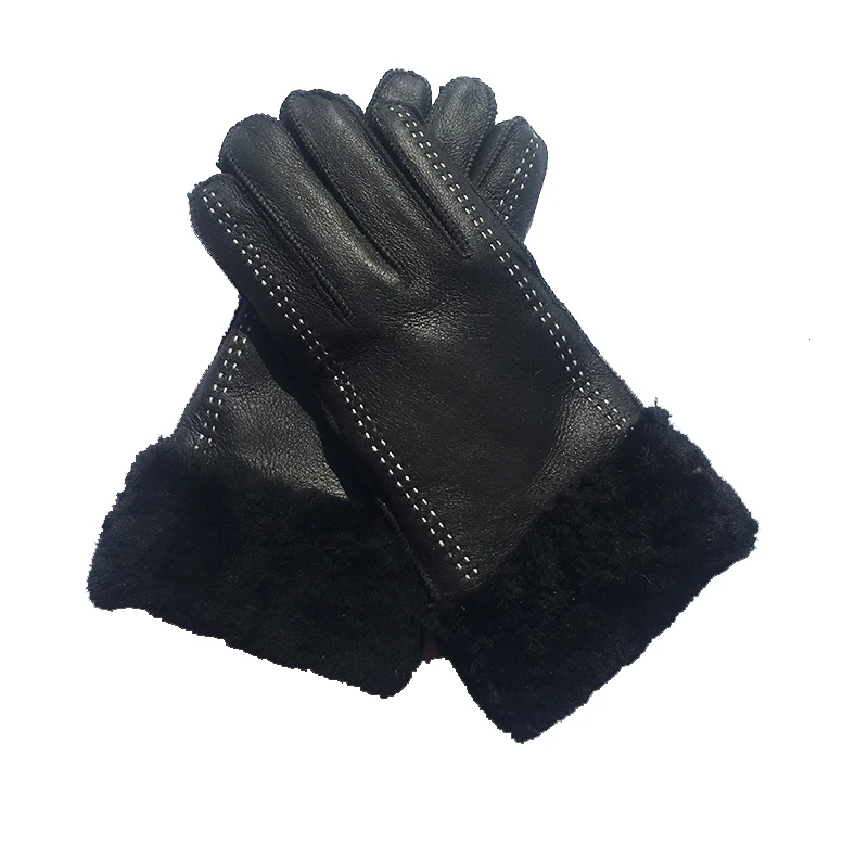 Для женщин зимние теплые перчатки шерстяные варежки женские перчатки из натуральной кожи, шерсти и меха, перчатки Lovely Girl перчатки из овечьей кожи X17