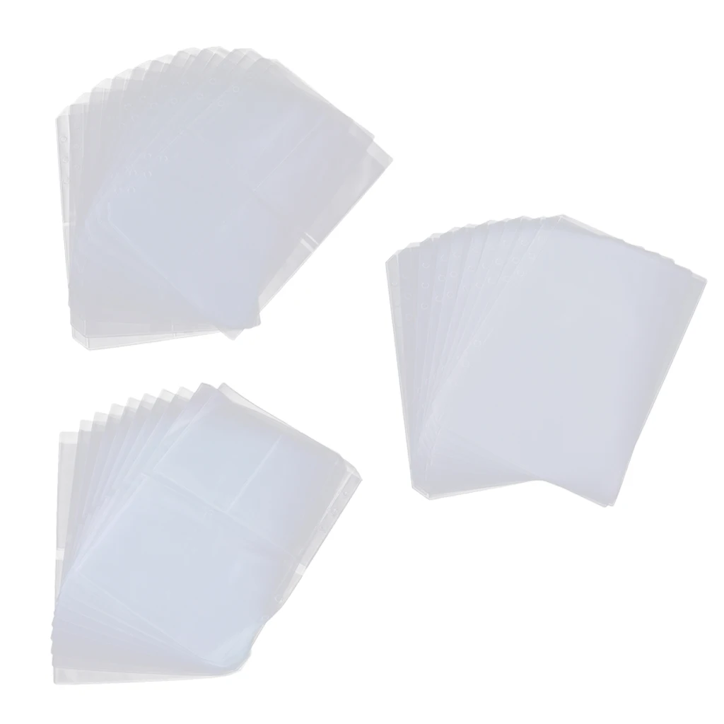 6-Ring Plastic Binder Pockets/Document Pouch/Name Card Credit Card Holder Bag, 10 Pcs Binder Planner Notebook Refills Pockets