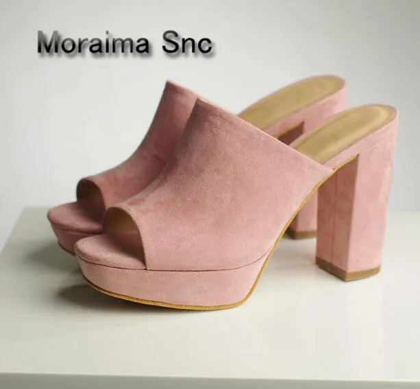 

Moraima Snc pantoffels dames summer pink red shoes gladitor sandals females platform high heels slippers women outside shoes